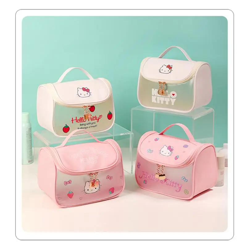 

New Kawaii Sanrios Hellokittys Cinnamoroll My Melody Cute Cartoon Anime Large Capacity Portable Scrub Cosmetic Bag Hairband