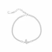 women sweet shining zircon butterfly bracelet for girl silver color layer chain adjustable bracelet jewelry gift