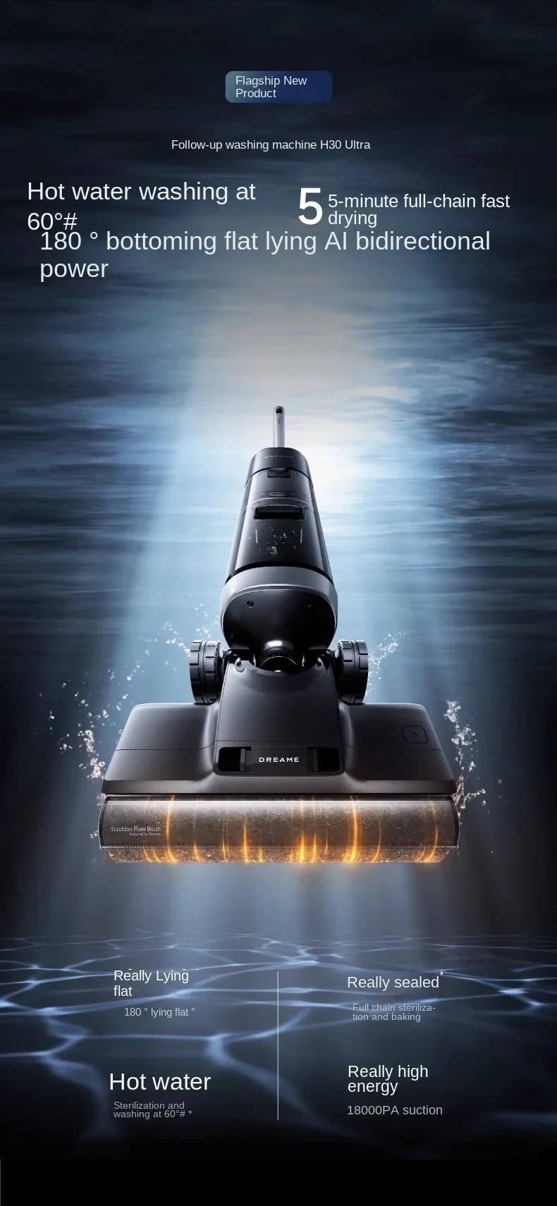 DREAME H30 Ultra мойщик полов Горячая стирка сухое удаление бактерий всасывание швабра