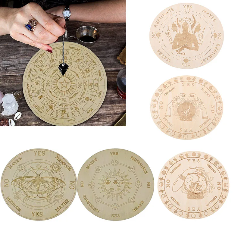 

Деревянная маятниковая доска для гадания, звезда, солнце, луна, энергия, карвенная тарелка, лечебная доска для медитации, украшения, метафич...
