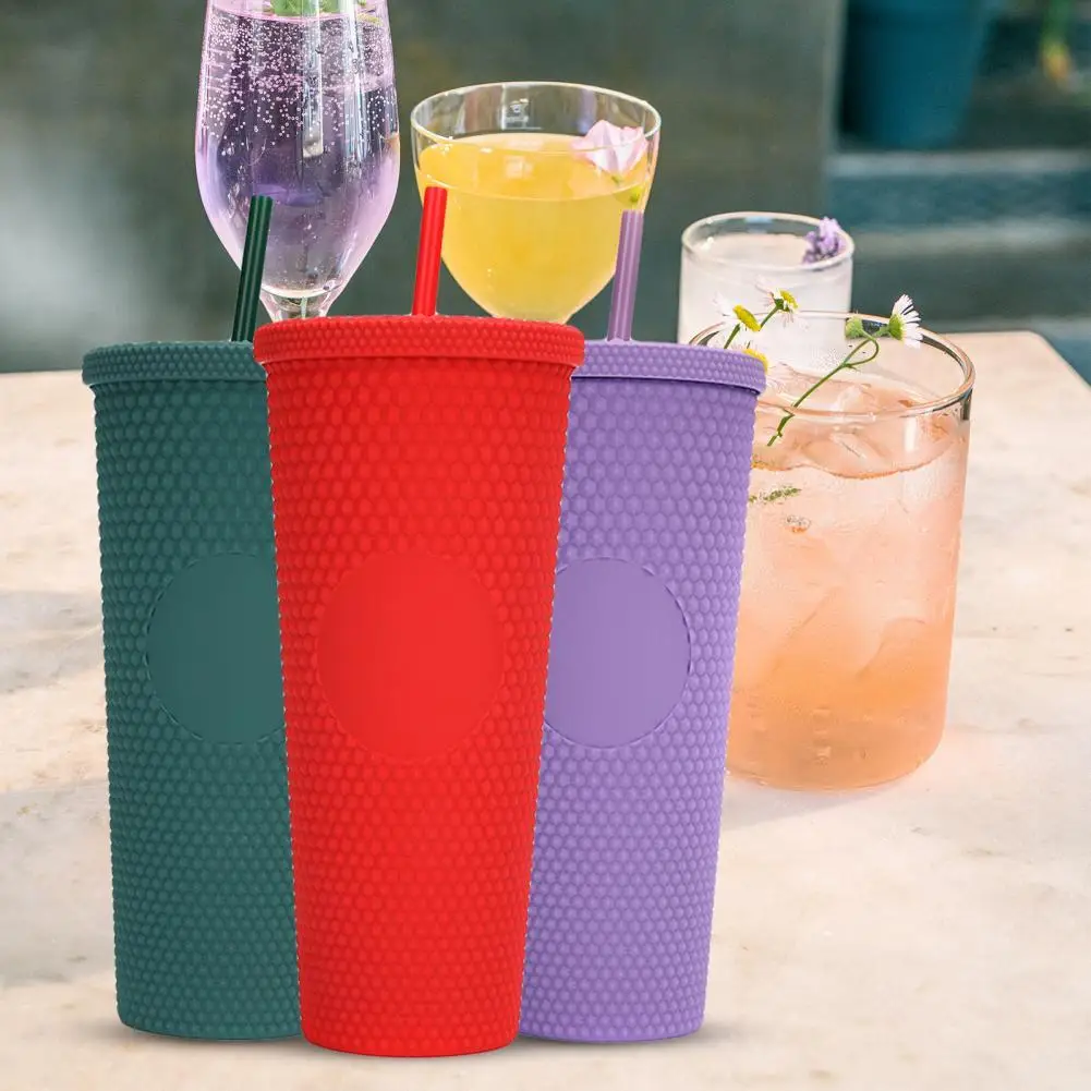 

710ml Water Bottle Creative Large Capacity with Straw Wide Mouth Coffee Mug Cup Travel Tumbler for Home