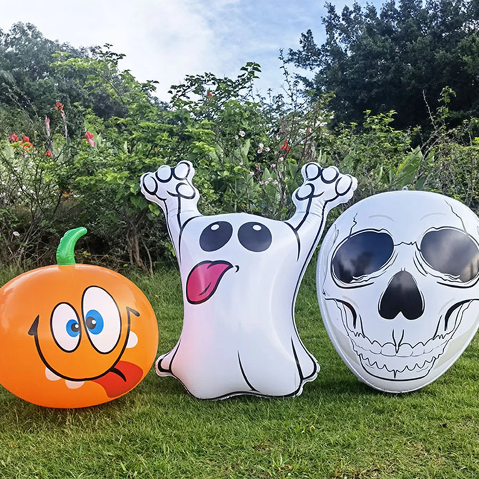 

LED Glowing 13 Color Changing Remote Control Halloween Inflatables Pumpkin Garden Decoration Outdoor Yard Halloween Decor 16''