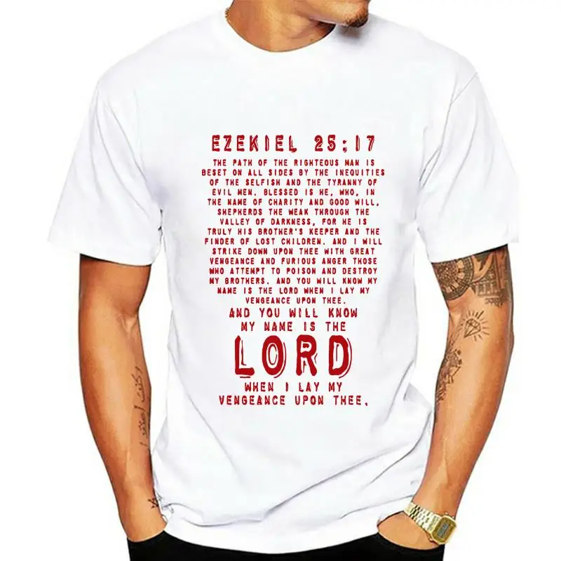 

Ezekiel 25:17. The path of the righteous - - Pulp Fiction Mens T-Shirt Men Tops Tees 2020 Summer Fashion New