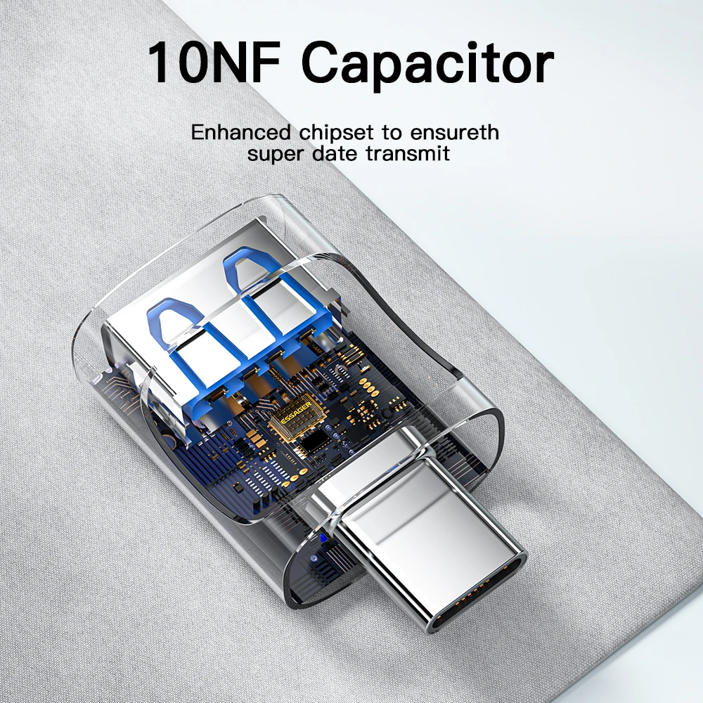 Адаптер Essager USB на Type C OTG Переходник Micro для Xiaomi Oneplus POCO3 HUAWEI Samsung iPad Macbook 3 0 коннектор
