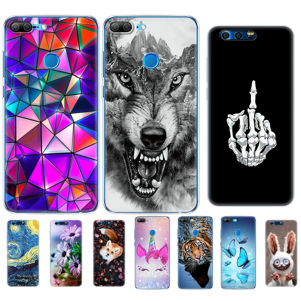 case for huawei honor 9 phone cover honor 9 lite soft tpu silicon back cover 360 full protective printing transparent coque dog