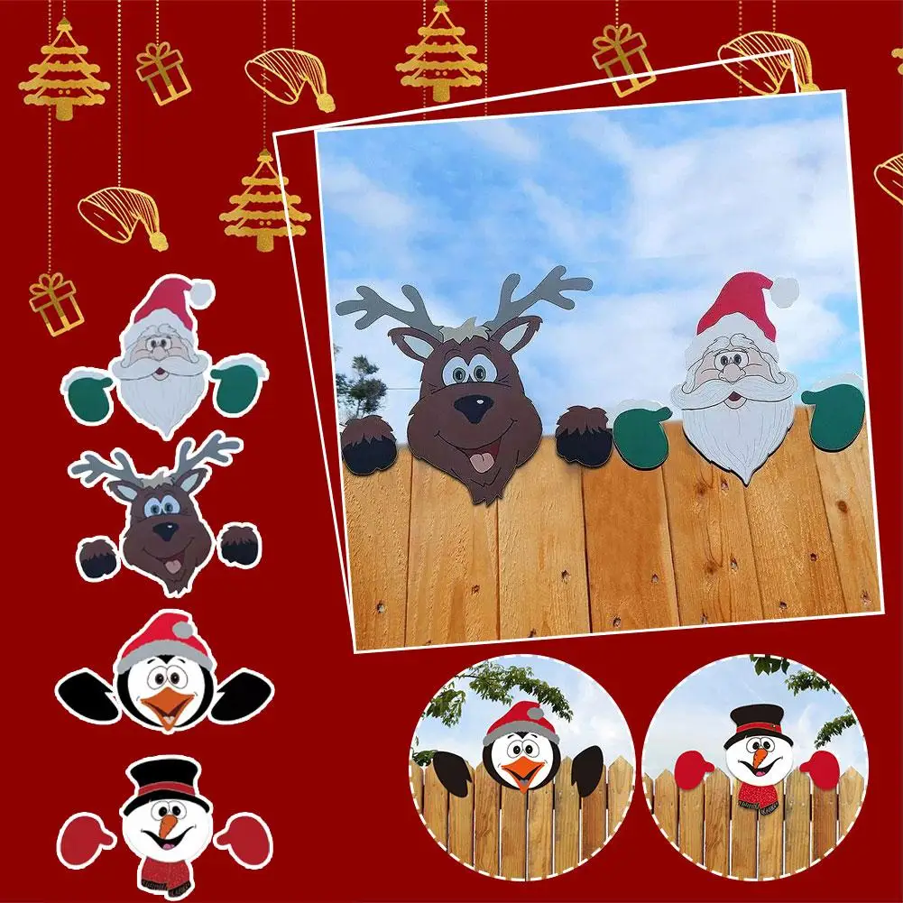 

New Year Santa Claus Fence Wooden Insert Christmas Garden Decoration Decoration Holiday Home Outdoor Navidad Occasion H9D6