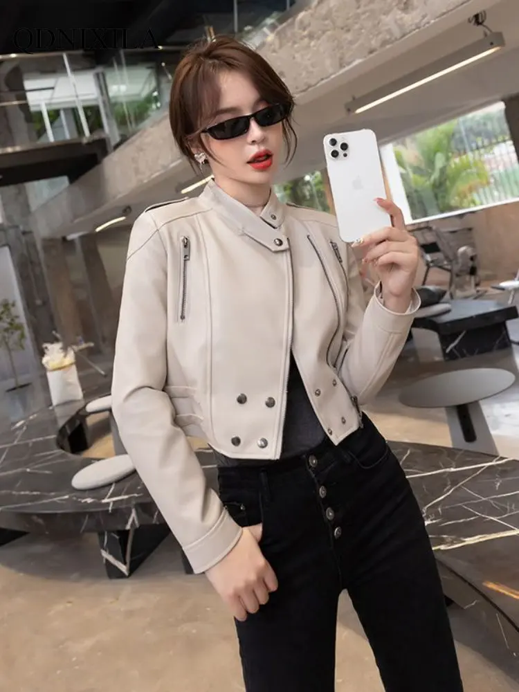 Jackets for Women 2023 Women's Moto Biker Zipper Jacket New Outerwear Asymmetric Zip Leather Jackets Women's Bomber Jacket