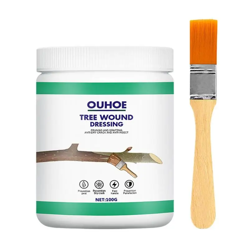 

118g Tree Wound Pruning Compound Sealer and Grafting with Brush Plant Wound Bonsai Cut Paste Smear Tree Repair Agent Tools