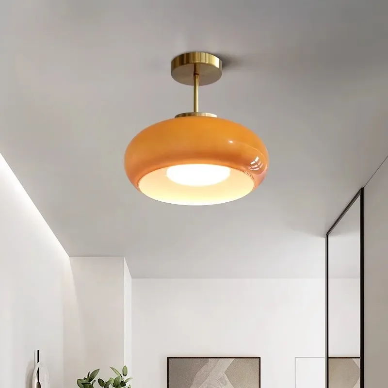 Стеклянная потолочная лампа с поверхностным креплением подвеска в стиле ретро