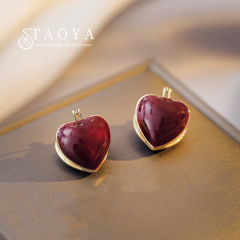 

Романтичные французские эмалированные двусторонние серьги-подвески в форме сердца, новинка 2022, ювелирные изделия, рождественские милые ак...