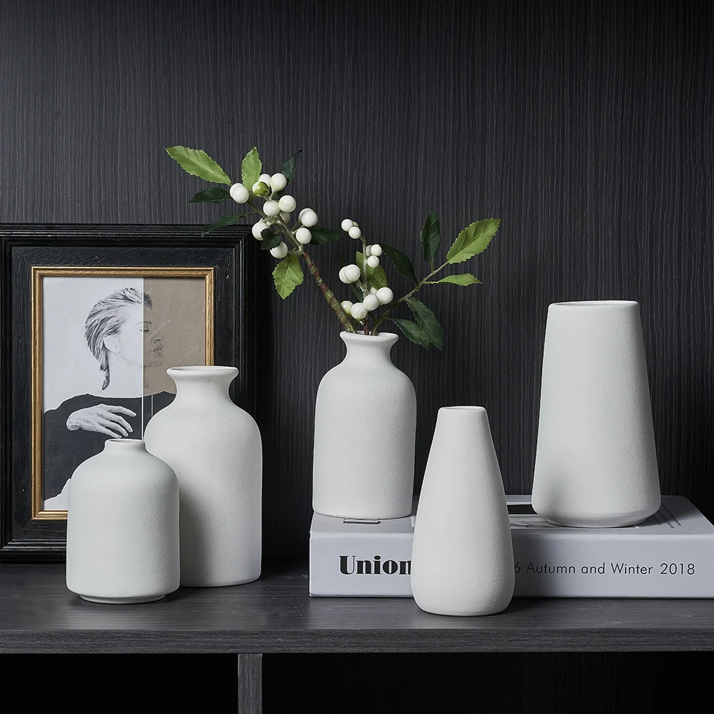 

White Ceramic Vase Living Room Decoration Vases Nordic Decoration Home Table Tabletop Vase Small Vases for Flowers Home Decor