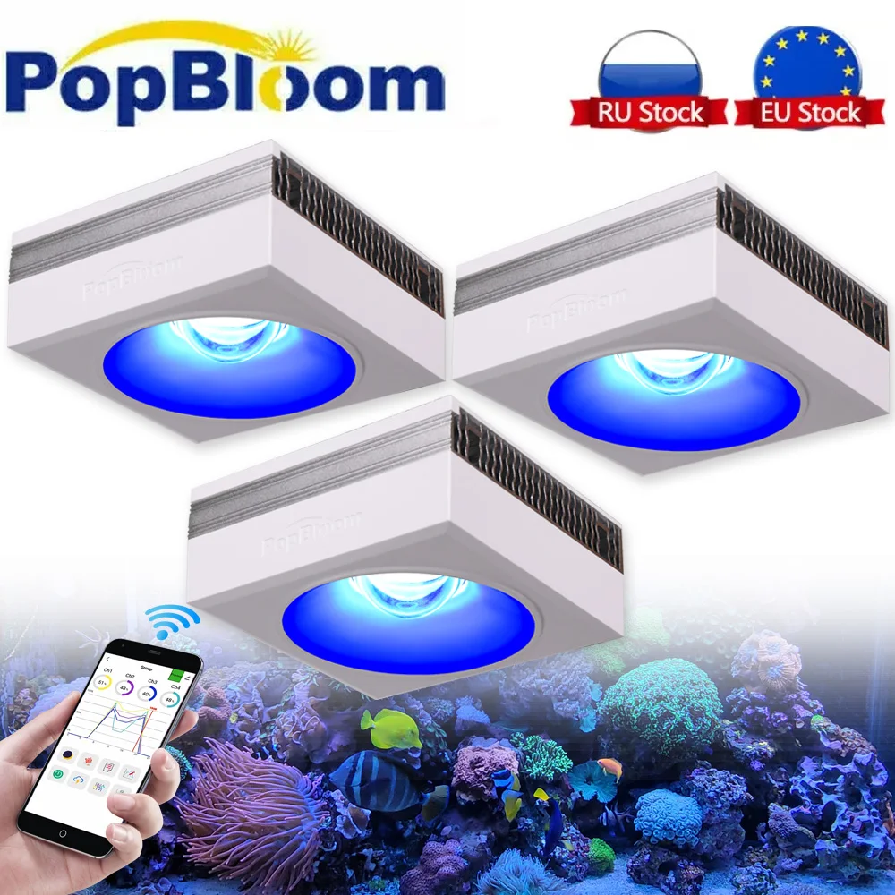 

PopBloom RL90 WiFi Светодиодные лампы для аквариума, лампа для аквариума для 130-180 см LPS/SPS коралловый риф для аквариума