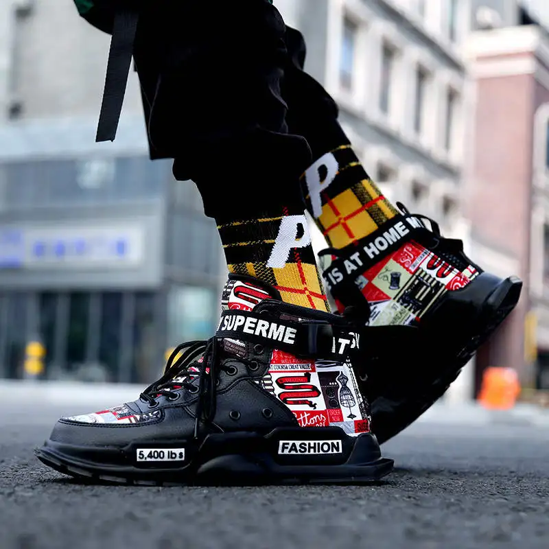 

Elastic Laces Sneakers High-Sole Sport Shoes Non Leather Casual Running Sneakers Popular Luxury Brand Men's Sports Shoes Tennis