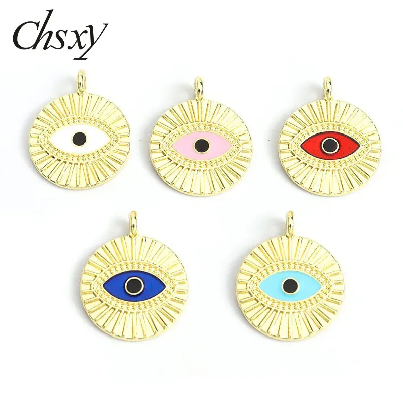 10 шт. эмалевые Подвески Lucky Eyes посеребренные подвески из сплава капельного масла ожерелье серьги фурнитура для изготовления аксессуаров