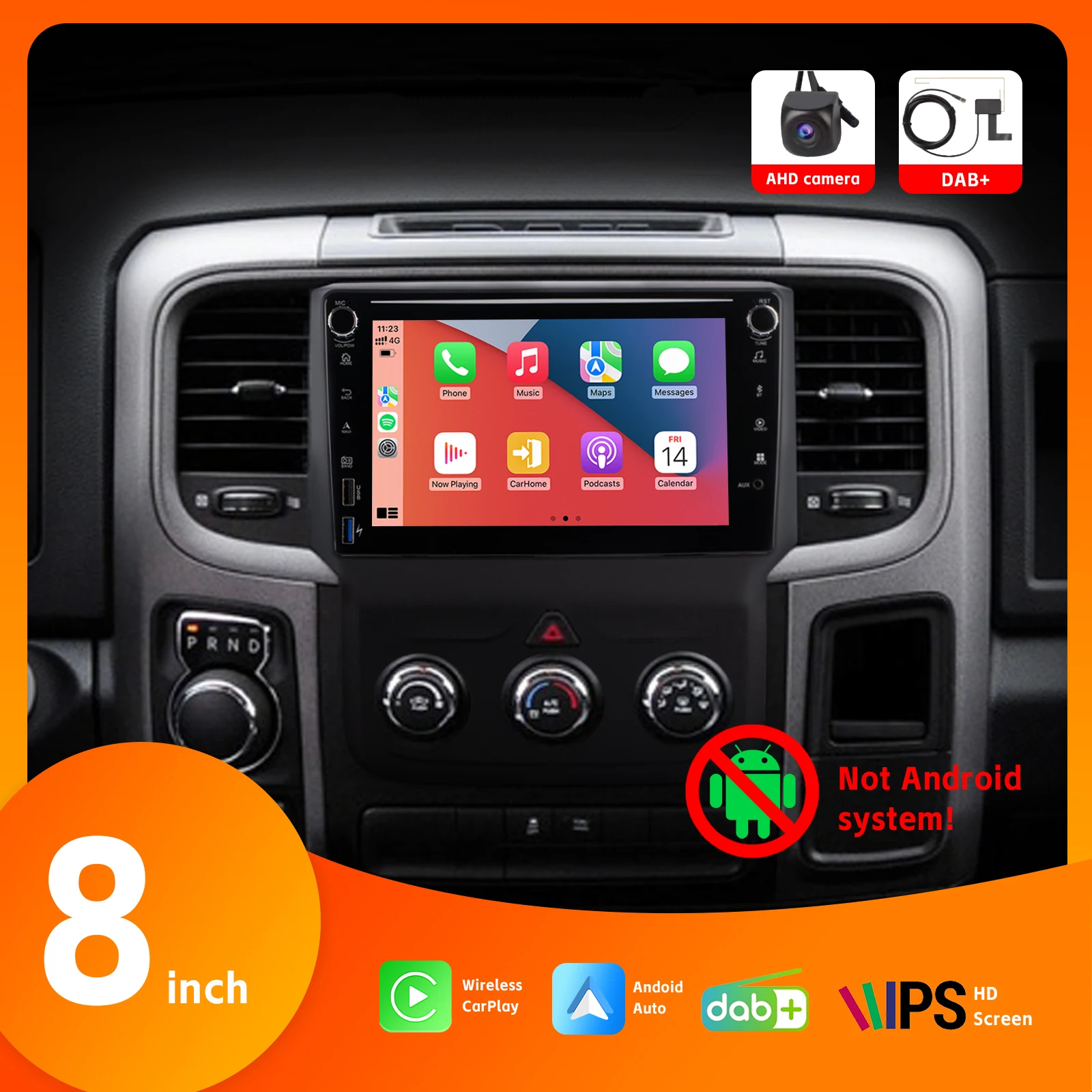 Автомобильное радио с беспроводной камерой заднего вида Carplay AHD Android Auto 8 &quotIPS