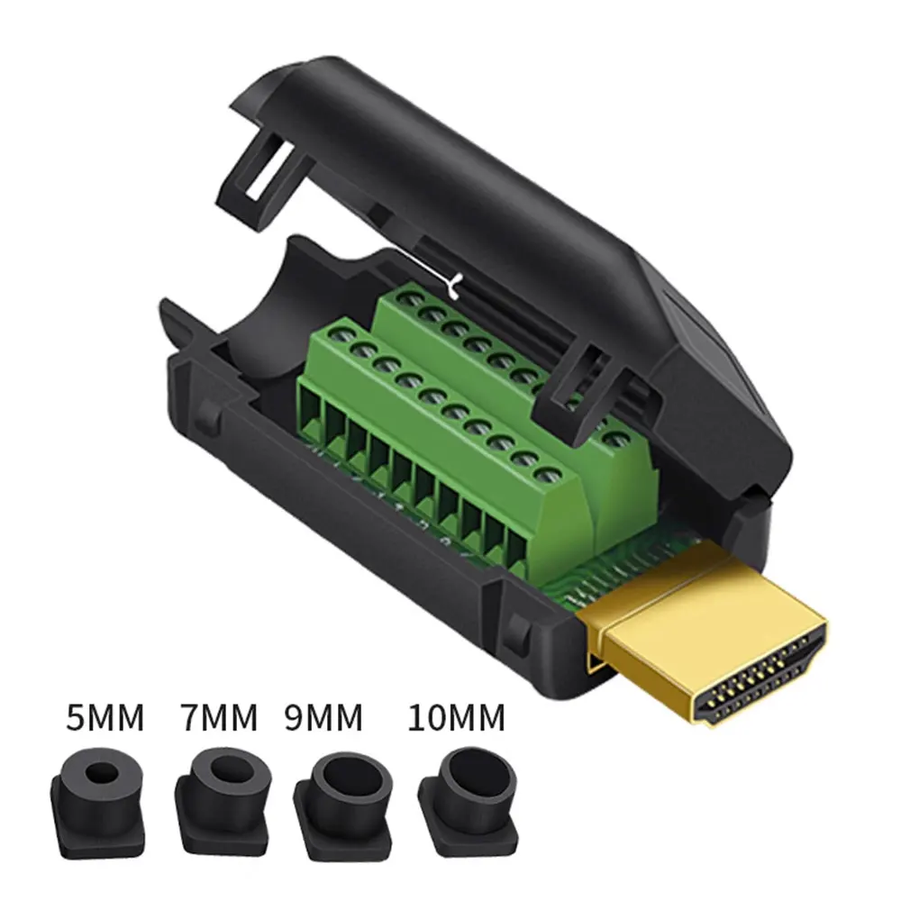 1pcs HDMI-Compatible  Welding Male Jack Plug 19 Pin Cable Connector 19+1 Gold-plated Repair Plug with Plastic shell