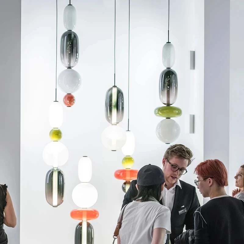 Скидка Внутреннее освещение, разноцветный стеклянный подвесной светильник, лампа для столовой, прикроватный светильник для бара, кафе, подвесная ...