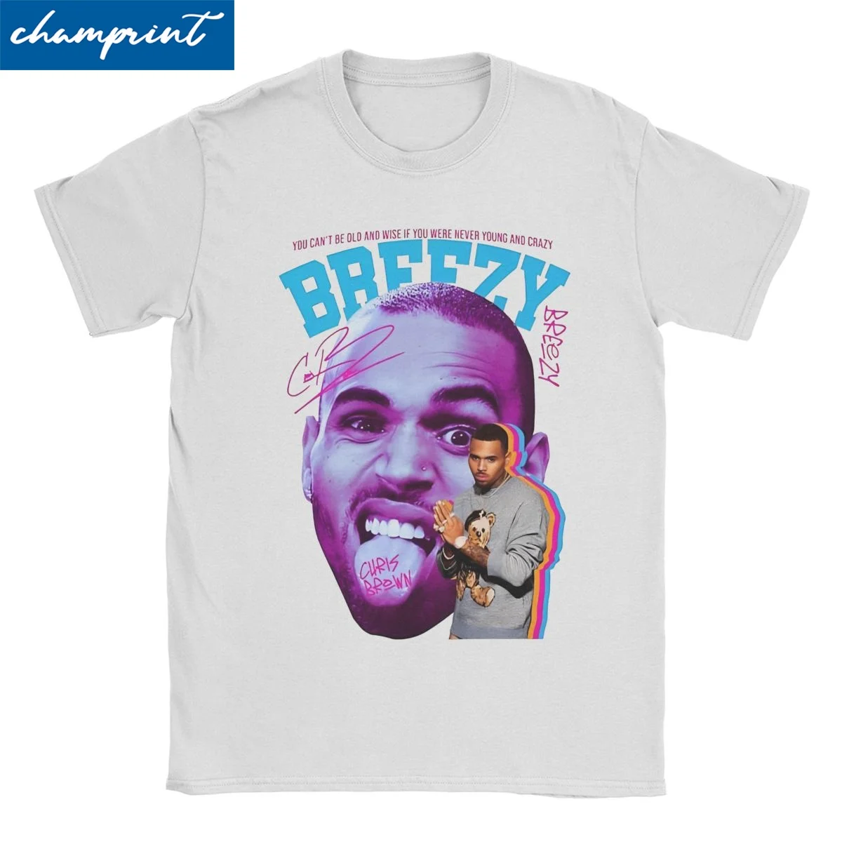 Рэпер Крис Браун Футболка Мужчины Женщины 90-х Музыка Breezy Винтаж из 100% хлопка с