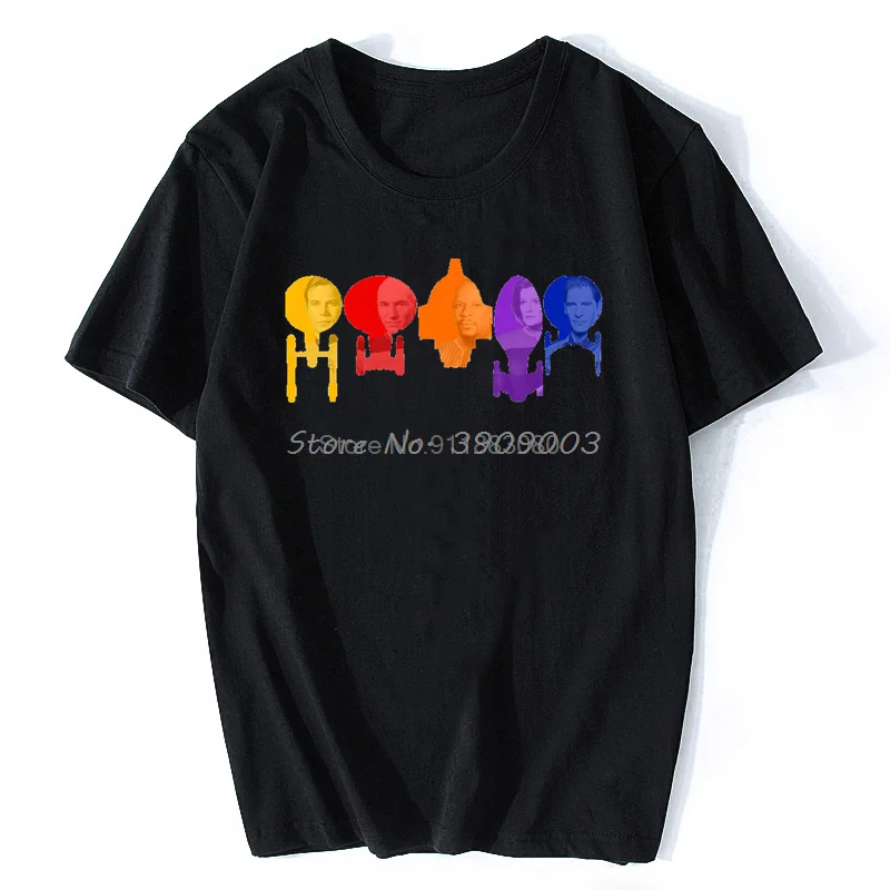 

Men Science FictionTV Series T-Shirt Rainbow Ship Captain Fill Pure Cotton Tees Harajuku TShirt Oversize Streetwear