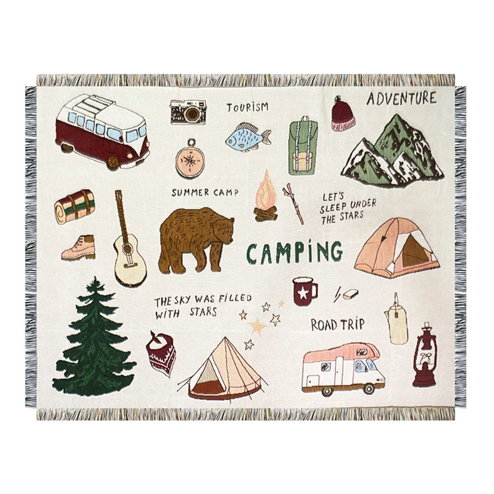 

Retro Boho Tapestry Camping Tent Blanket Carpet Travel Home Tablecloth Creative Chic Mattress Outdoor Hiking Supplies