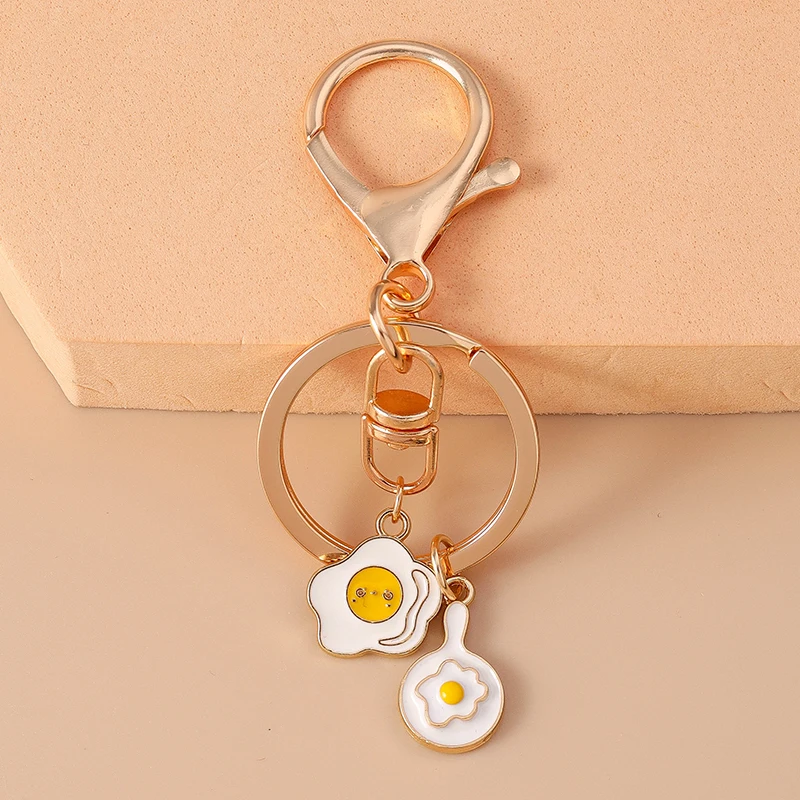Милый брелок с фруктами клубникой лимоном эмалью едой пончиком жареным яйцом