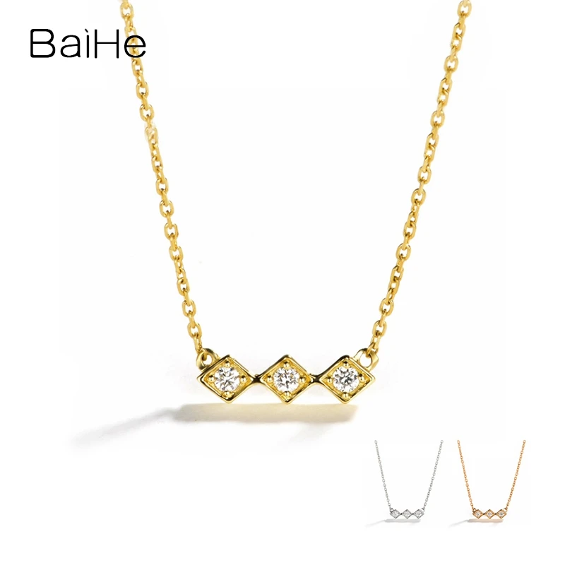 

BAIHE Solid 18K Yellow Gold H/SI Natural Diamond Necklace Women Men Everyday wear Trendy Wedding Fine Jewelry Collar diamantes