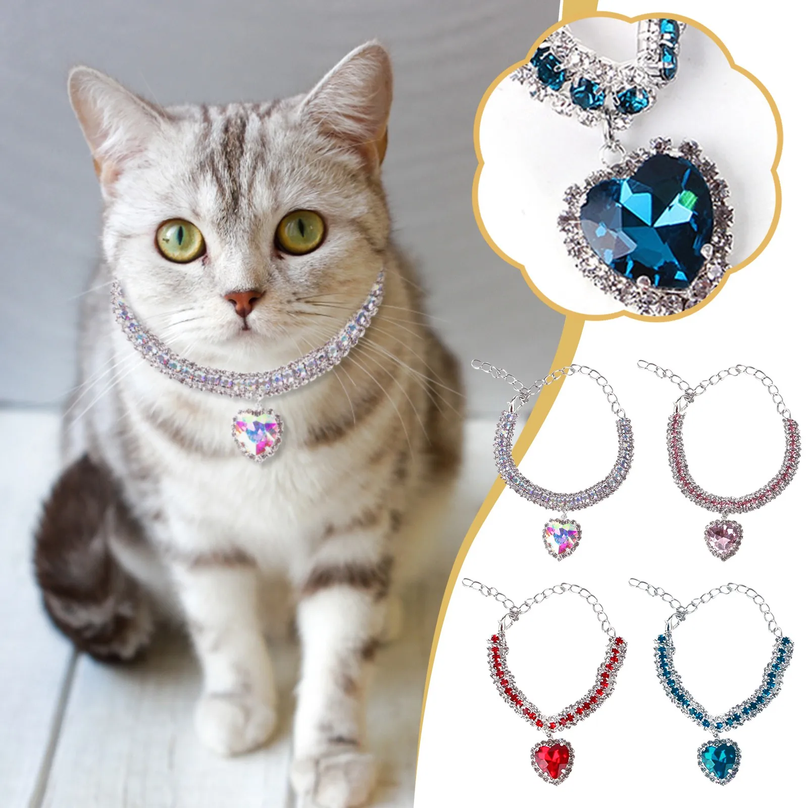 

Bling Pet Dog Collar Fashion Bone Pendant Crystal Diamond Cat Collars For Small Medium Dogs Jewelry Necklace Pets Accessories