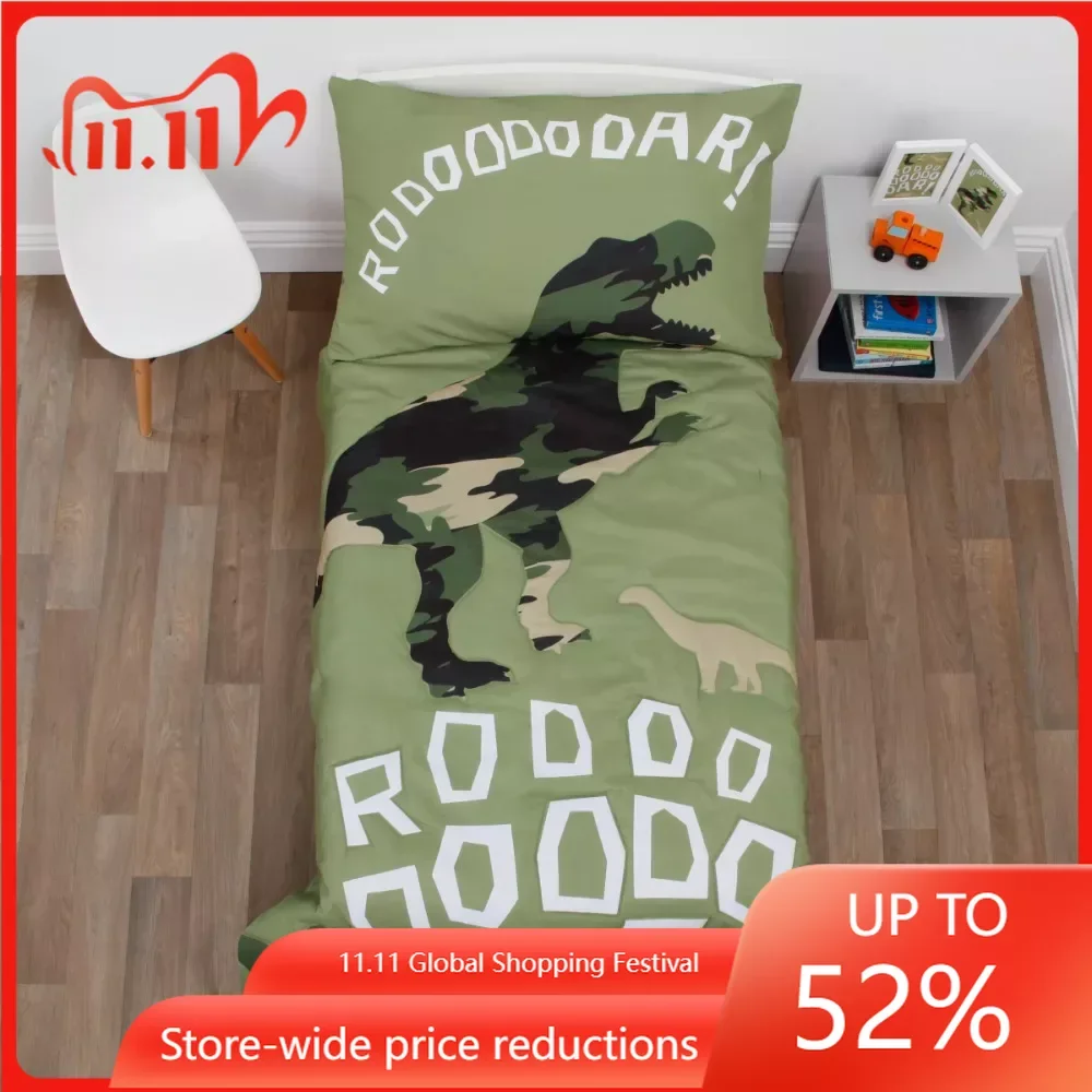 

Комплект постельного белья с динозавром из 4 предметов, одеяло, простыня, простыня, наволочка