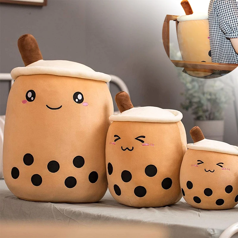 

Cute Plush Boba Milk Tea Stuffed Teacup Pillow Soft Bubble Tea Cup Plushie Toy Kawaii Cartoon Gift for Kids Adults Home Decor