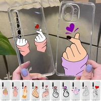 love on the finger kpop heart phone case for redmi note 5 7 8 9 10 a k20 pro max lite for xiaomi 10pro 10t