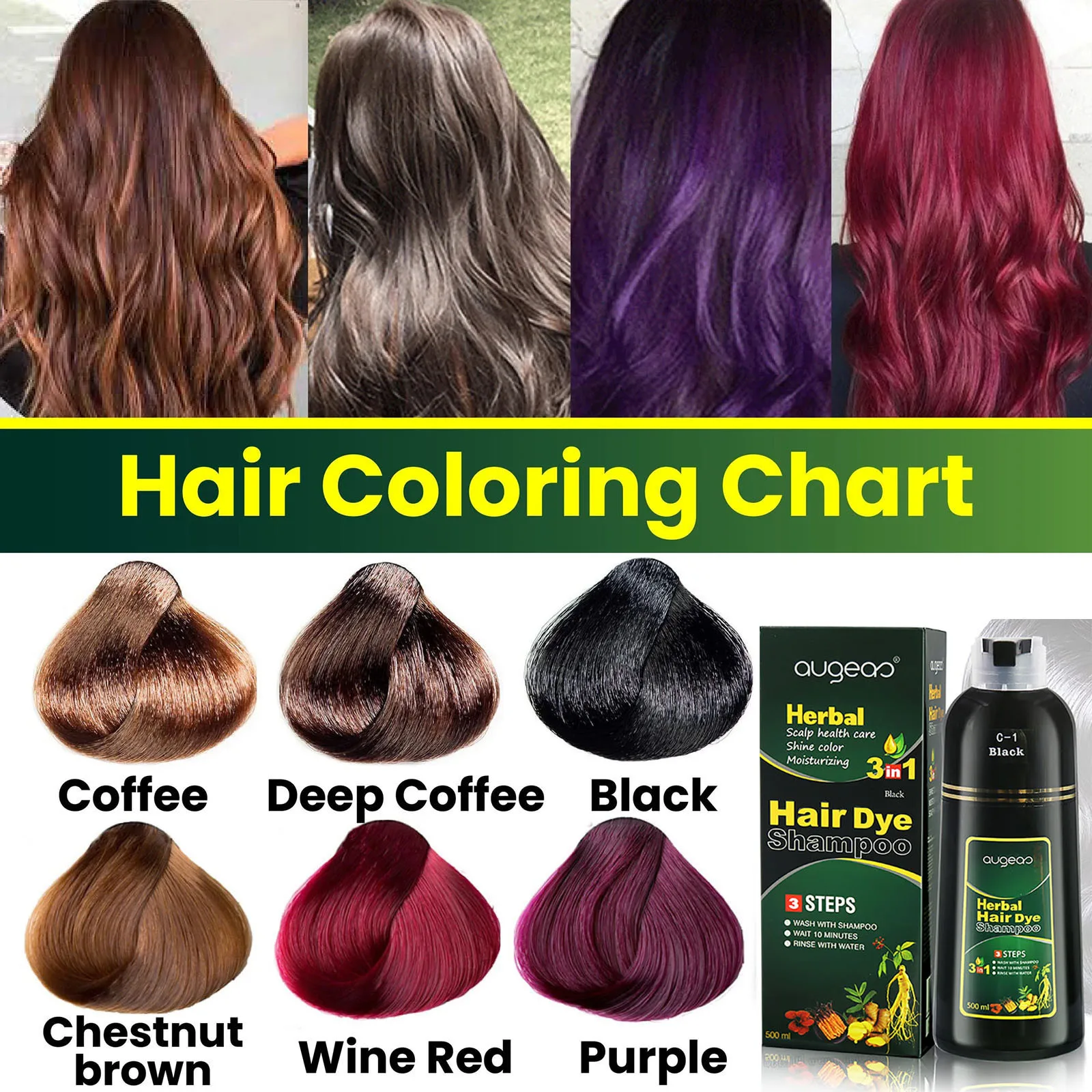 And Care 3 In 1 Herbal Hair Color Shampoo Protects And Restores Hair In 10 Minutes With Hair Color Shampoo