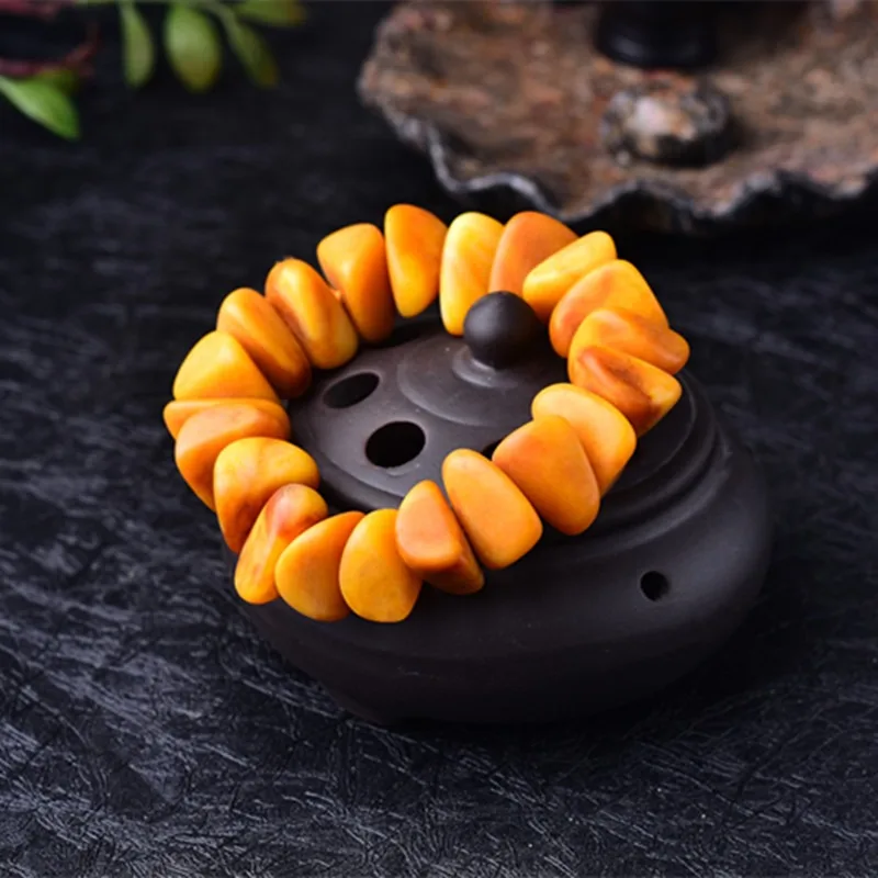 Желтый браслет с медовым воском и янтарным куриным маслом минималистичный