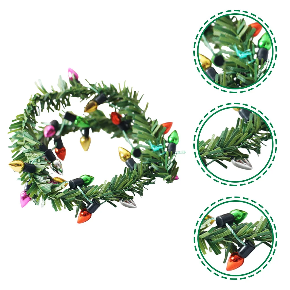 

Christmas Wreath Mini Wreaths Lights House Dollhouse String Miniature Light Decoration Garland Xmas Tree Toy Decorations