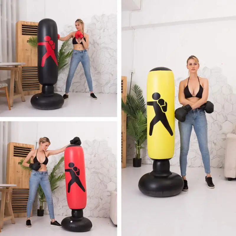 

160cm Boxing Punching Bag Inflatable Free-Stand Tumbler Muay Thai Training Pressure Relief Bounce Back Sandbag Kickboxing Bag