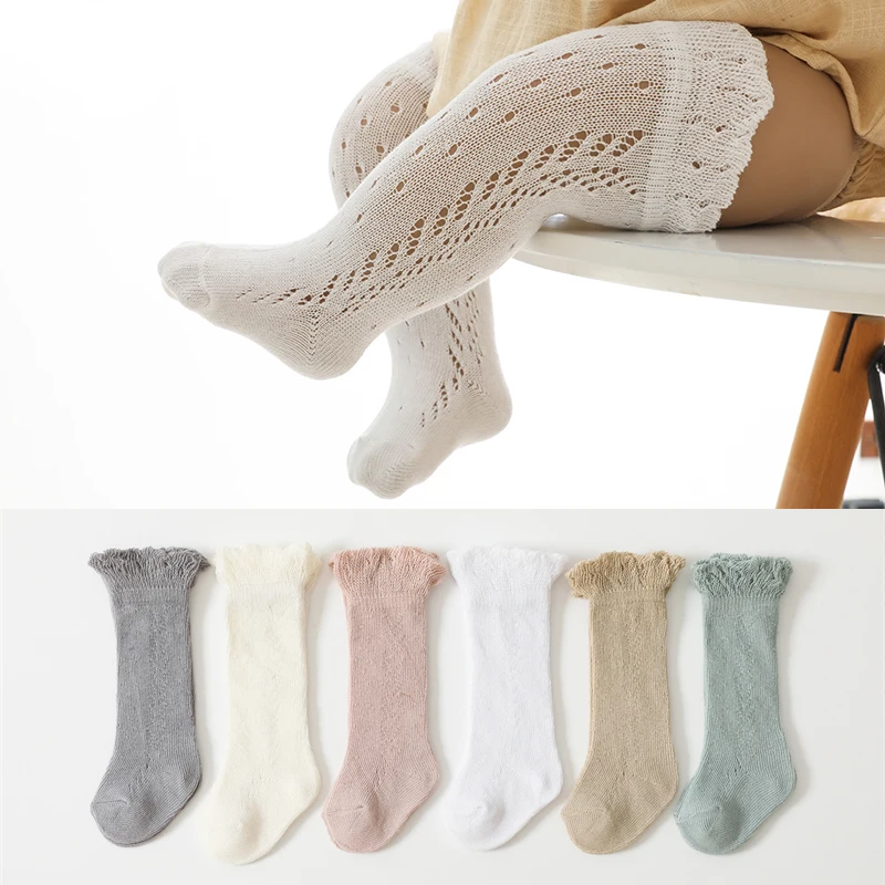 

NEW Summer 0-3 Years Toddler Newborn Knee High Cotton Knit Mesh Breathable Infant Stockings Baby Girls Dress Ruffled tube Socks