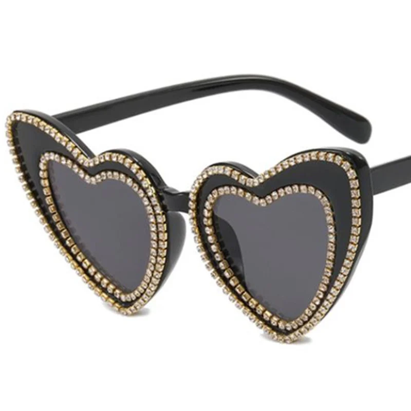 

Women Sunglasses Asymmetric Heart Sun Glasses Diamond Adumbral Anti-UV Spectacles Oversize Frame Eyeglasses Ornamental