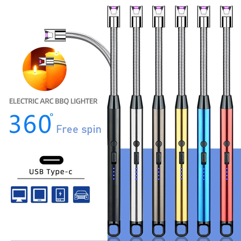 

New Kitchen Gas Stove Arc Lighter With Hook Windproof Plasma Flameless Candle Lighter USB Electric Lighters Gas Lighter For BBQ