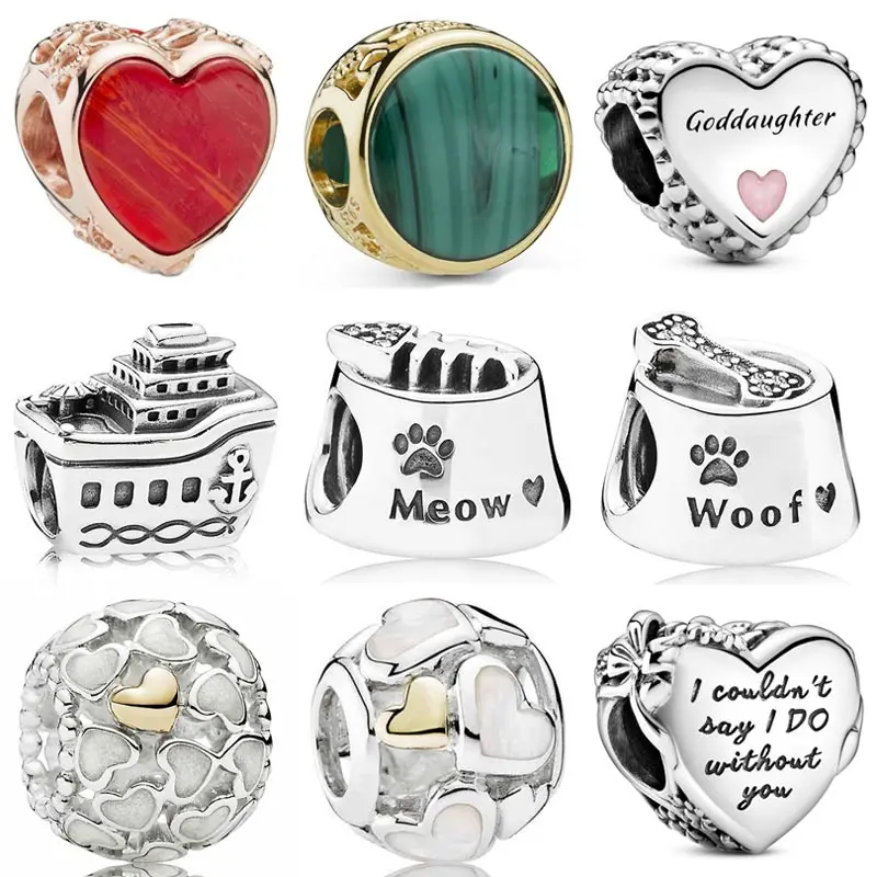 Woof Dog Bowl Cruise Ship Abundance Of Love Maid Of Honor Heart Charm 925 Sterling Silver Beads Fit pandora Bracelet DIY Jewelry
