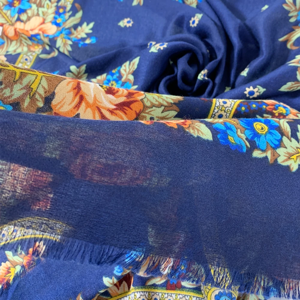 Женский Дышащий Тонкий Квадратный Шарф С Цветочным Принтом Шаль В Русском Стиле