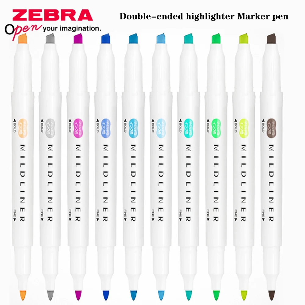 

Яркие двухсторонние маркеры-маркеры ZEBRA WKT7 Do, маркеры для руководства, заметок, студенческие канцелярские товары, японские Канцтовары