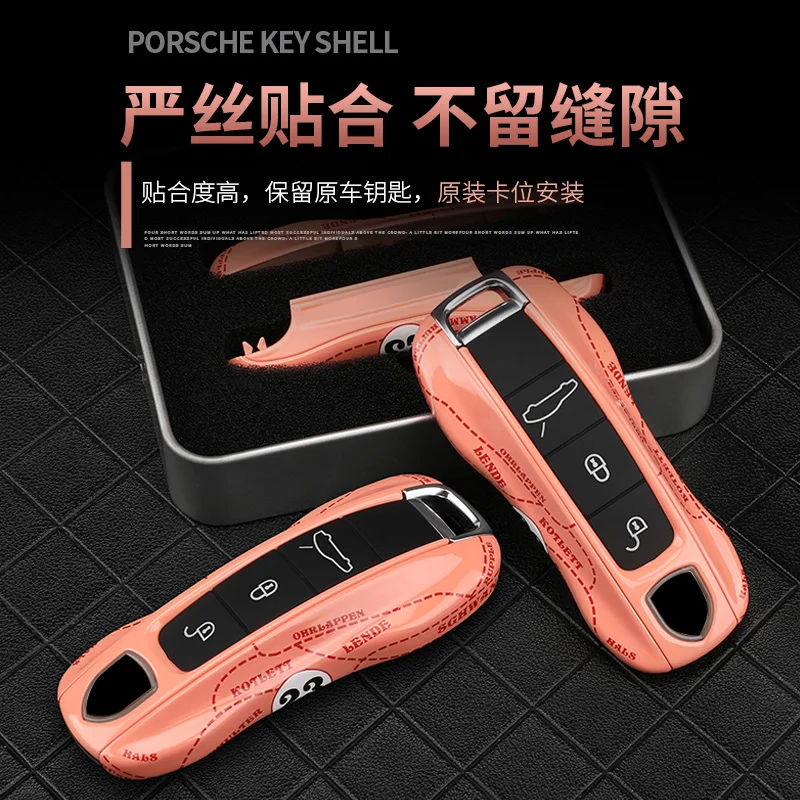 

High-End ABS Material Car Key Case Car Key Bag for Porsche macan New Cayenne 718 Panamera 911 Taycan Cayman Boxster
