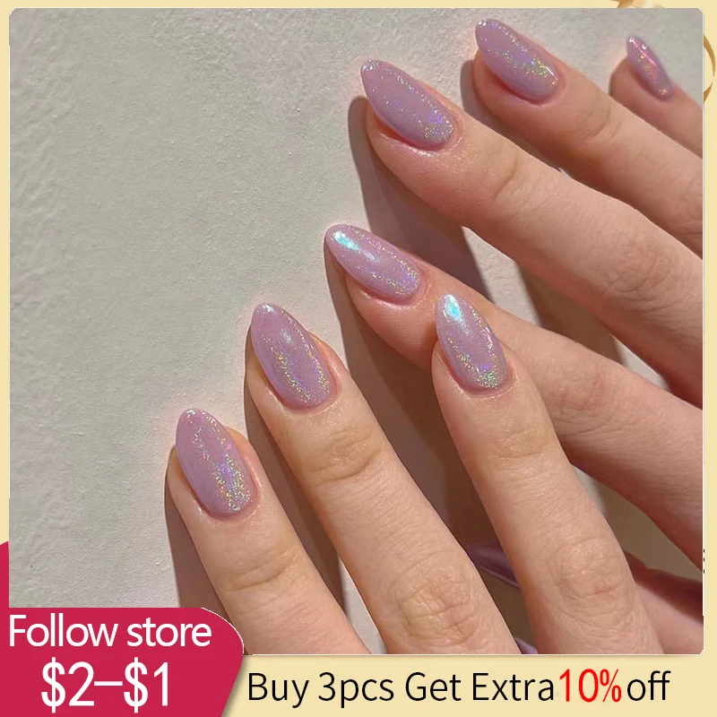 

24pcs Gradient Short Fake Nail Paste For Girls Artificial Press On False Nails DIY Reusable Finger Tip Manicure Tool With Glue