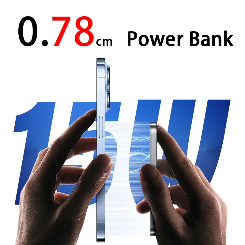 Тонкий магнитный беспроводной внешний аккумулятор 20 Вт 5000 мАч портативный для