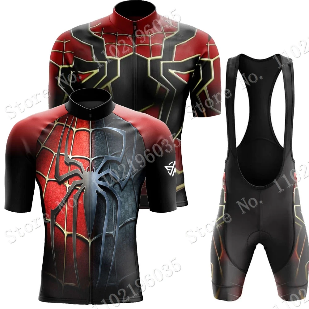 

Cartoon Comics 2022 Spider Cycling Jersey Set Mens Summer Anime Cycling Clothing Road Bike Shirts Bib Shorts Suit MTB Maillot