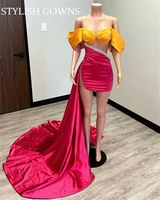 sexy off the shoulder short prom dresses 2022 beaded birthday party dress high slit graduation gown mermaid mini cocktail gowns