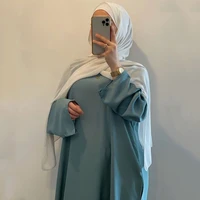 satin abaya dubai turkey muslim fashion hijab dress plain closed belted abayas for women african islam modest clothing kaftan