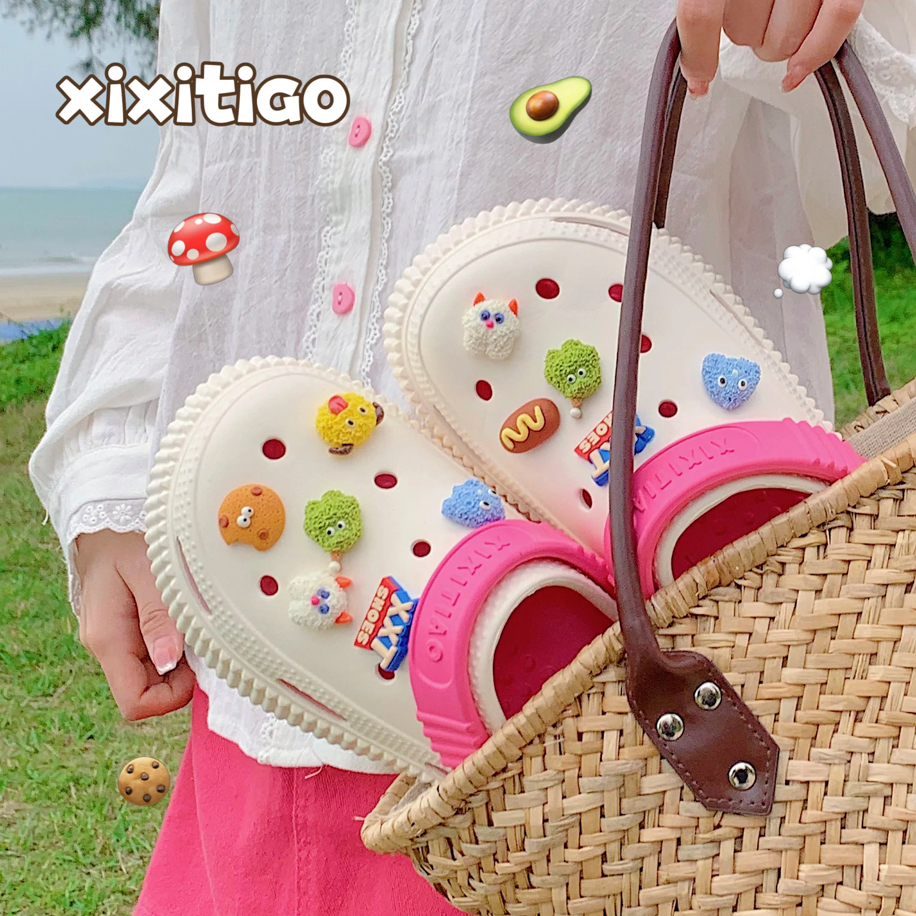 Симпатичные Мультяшные туфли с дырками для девочек летние сандалии на толстой