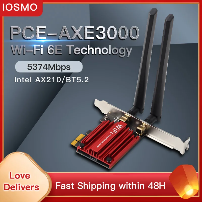 

3000 Мбит/с WiFi6E Intel AX210 Bluetooth 5,2 трехдиапазонный 2,4G/телефон/6 ГГц Wi-Fi карта 802.11AX/AC PCI Express беспроводной сетевой адаптер