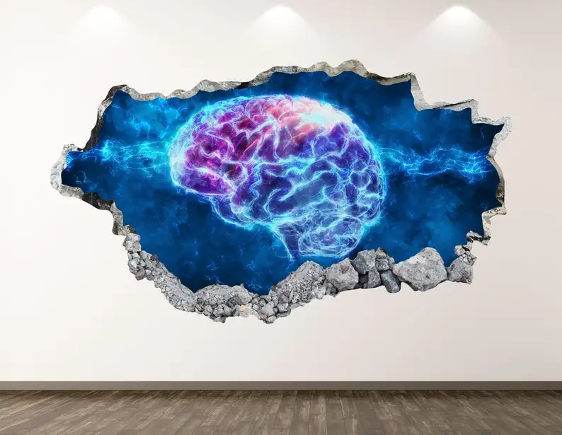 

Наклейка на стену мозг-креативная сила 3D разбитая стена художественная Наклейка Декор для детской комнаты виниловый домашний постер польз...