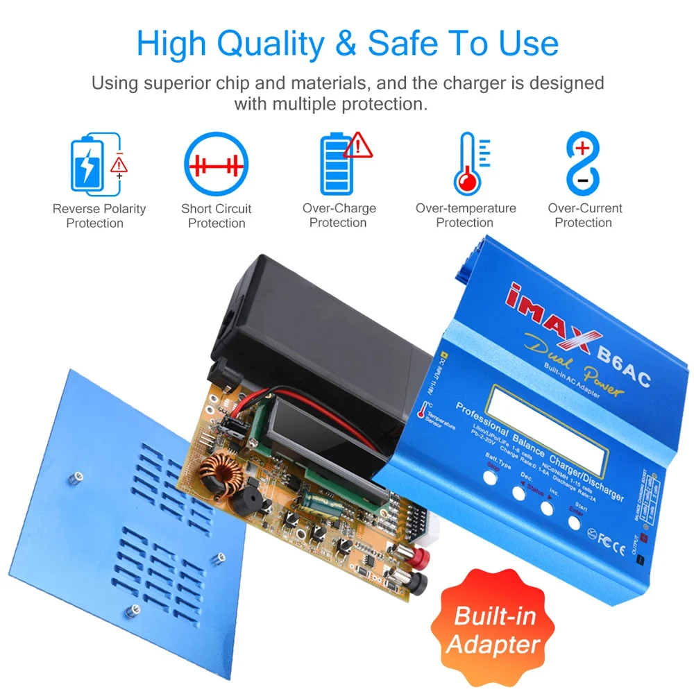 iMAX B6AC 80W 6A Lipo Lader Balancer Voor LiHV Nimh Nicd Life Li-Ion Pb Batterij Lcd-scherm 2S 3S 4S 5S 6S Ontlading